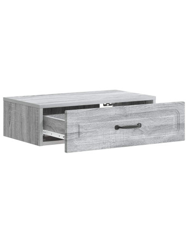 Tavolino da Parete Laterale Grigio Sonoma 59 x 34,5 x 17 cm