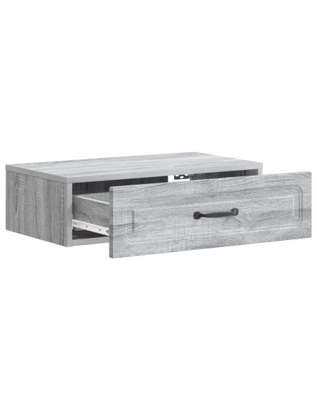 Tavolino da Parete Laterale Grigio Sonoma 59 x 34,5 x 17 cm