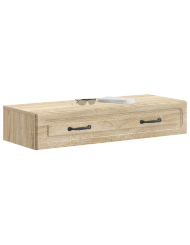 Tavolino da Parete Laterale Rovere Sonoma 87,5 x 34,5 x 17 cm