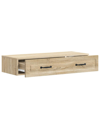 Tavolino da Parete Laterale Rovere Sonoma 87,5 x 34,5 x 17 cm