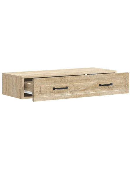 Tavolino da Parete Laterale Rovere Sonoma 87,5 x 34,5 x 17 cm