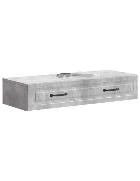 Tavolino da Parete Laterale Grigio Cemento 87,5 x 34,5 x 17 cm