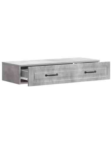 Tavolino da Parete Laterale Grigio Cemento 87,5 x 34,5 x 17 cm