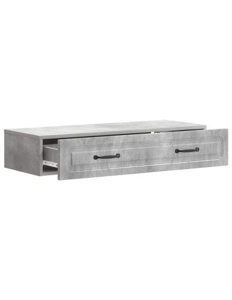 Tavolino da Parete Laterale Grigio Cemento 87,5 x 34,5 x 17 cm