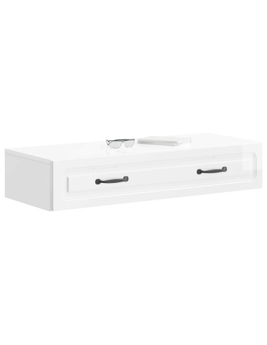Tavolino da Parete Laterale Bianco Lucido 87,5 x 34,5 x 17 cm