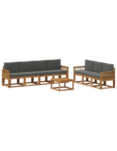 Set di divani da esterno 8 pcs Naturale e Antracite Poliestere