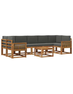Set di divani da esterno 8 pcs Naturale e Antracite Poliestere