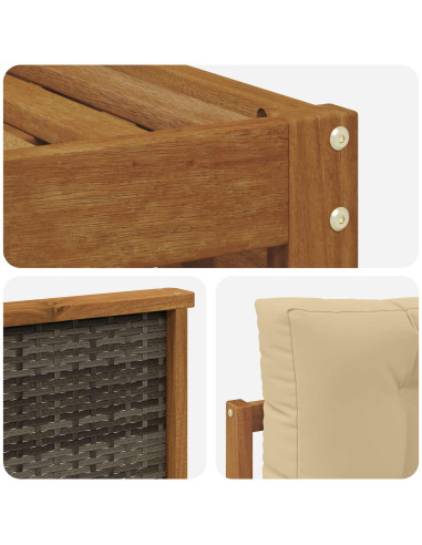 Set di divani da esterno con cuscino 6 pcs Naturale e Beige