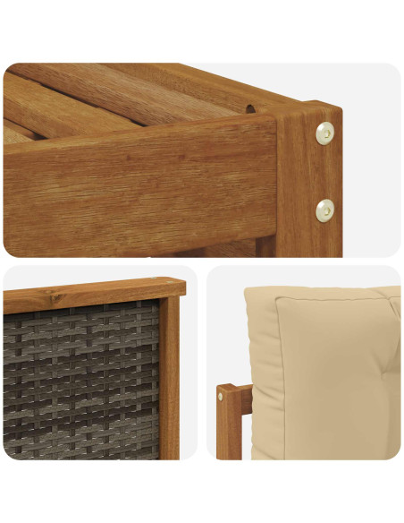 Set di divani da esterno con cuscino 6 pcs Naturale e Beige