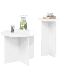 Set tavolini 2 pcs Bianco Lucido Legno ingegnerizzato 2