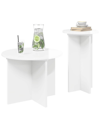 Set tavolini 2 pcs Bianco Lucido Legno ingegnerizzato
