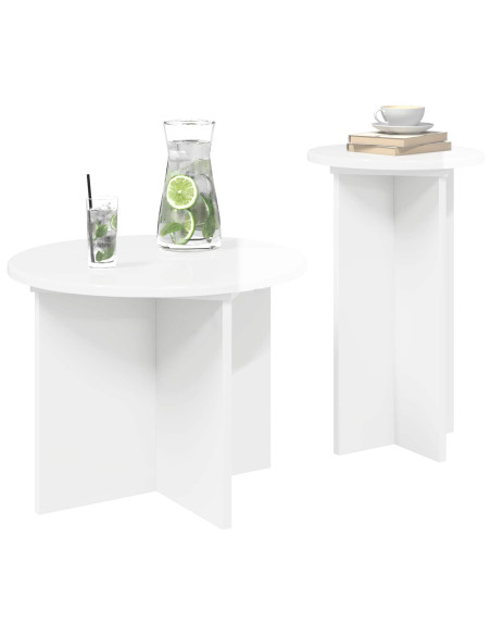 Set tavolini 2 pcs Bianco Lucido Legno ingegnerizzato