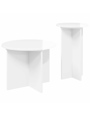 Set tavolini 2 pcs Bianco Lucido Legno ingegnerizzato
