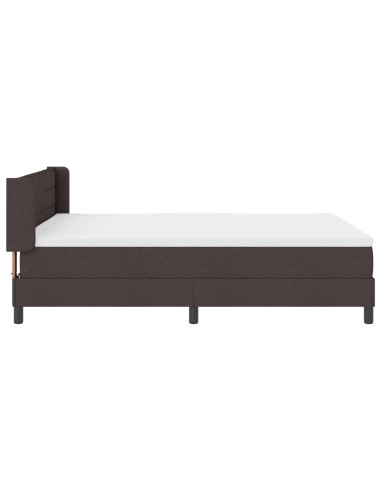 Letto a molle con testiera Marrone Scuro 200 x 140 cm Tessuto
