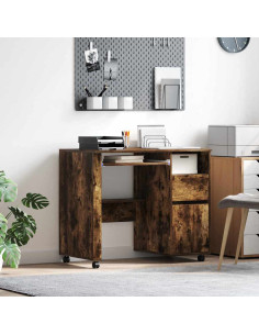 Scrivania con Ruote con cassetto Rovere fumé 91 x 50 x 77 cm