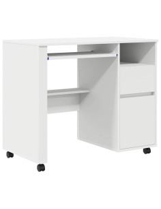 Scrivania con Ruote Bianco 91 x 50 x 77 cm Legno multistrato 2
