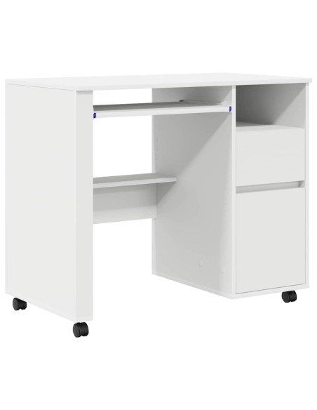 Scrivania con Ruote Bianco 91 x 50 x 77 cm Legno multistrato
