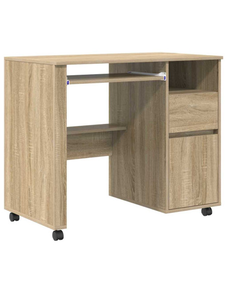 Scrivania con Ruote con cassetto Rovere Sonoma 91 x 50 x 77 cm
