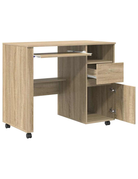 Scrivania con Ruote con cassetto Rovere Sonoma 91 x 50 x 77 cm