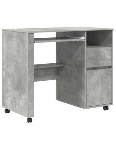 Scrivania con Ruote con cassetto Grigio cemento 91 x 50 x 77 cm 2