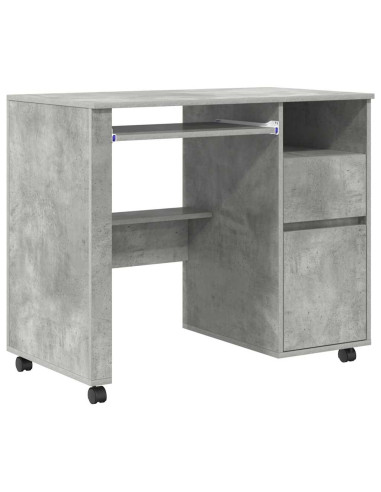 Scrivania con Ruote con cassetto Grigio cemento 91 x 50 x 77 cm