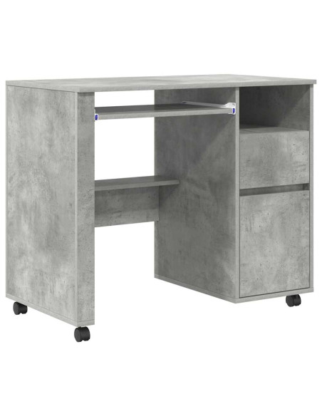 Scrivania con Ruote con cassetto Grigio cemento 91 x 50 x 77 cm