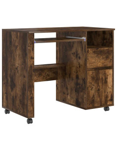 Scrivania con Ruote con cassetto Rovere fumé 91 x 50 x 77 cm 2