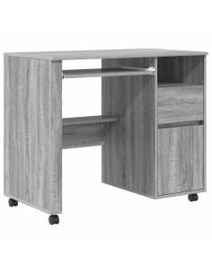 Scrivania con Ruote con cassetto Grigio Sonoma 91 x 50 x 77 cm 2