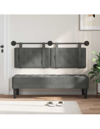 Testata appesa Grigio scuro 130 x 55 x 5 cm Velluto