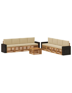 Set divani con cuscino 9 pcs Legno di Acacia Massello