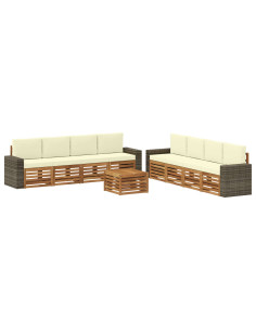Set divani con cuscino 9 pcs Legno di Acacia Massello