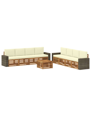 Set divani con cuscino 9 pcs Legno di Acacia Massello