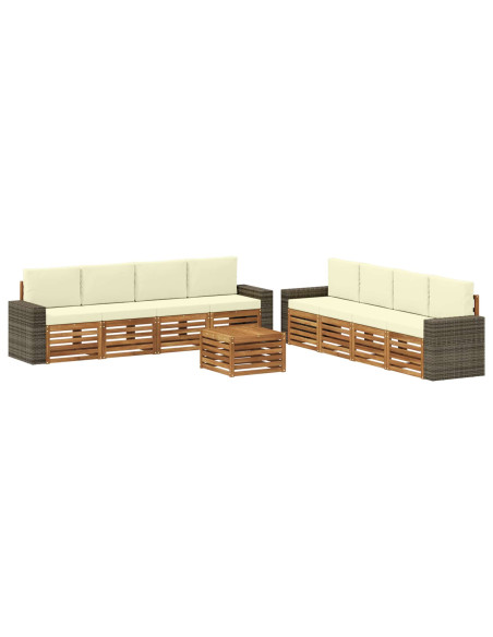 Set divani con cuscino 9 pcs Legno di Acacia Massello