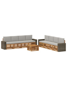 Set divani con cuscino 9 pcs Legno di Acacia Massello