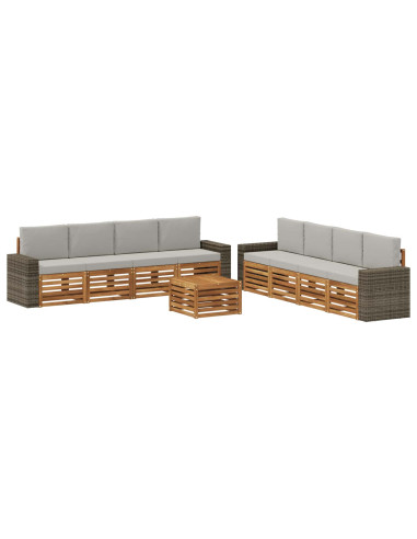 Set divani con cuscino 9 pcs Legno di Acacia Massello