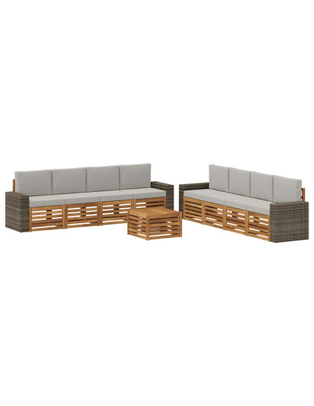 Set divani con cuscino 9 pcs Legno di Acacia Massello