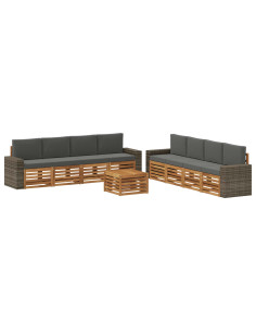 Set divani con cuscino 9 pcs Legno di Acacia Massello