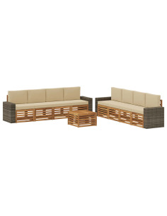 Set divani con cuscino 9 pcs Legno di Acacia Massello