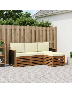 Set di divani da esterno con cuscino 4 pcs Naturale e Crema