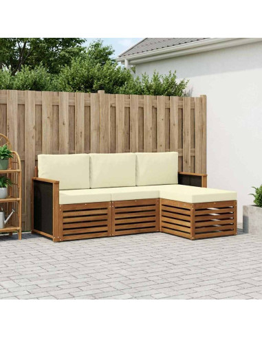 Set di divani da esterno con cuscino 4 pcs Naturale e Crema