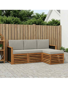 Set di divani da esterno 4 pcs Naturale e Grigio Chiaro