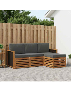 Set di divani da esterno con cuscino 4 pcs Naturale e Antracite
