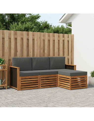 Set di divani da esterno con cuscino 4 pcs Naturale e Antracite