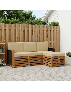 Set di divani da esterno con cuscino 4 pcs Naturale e Beige