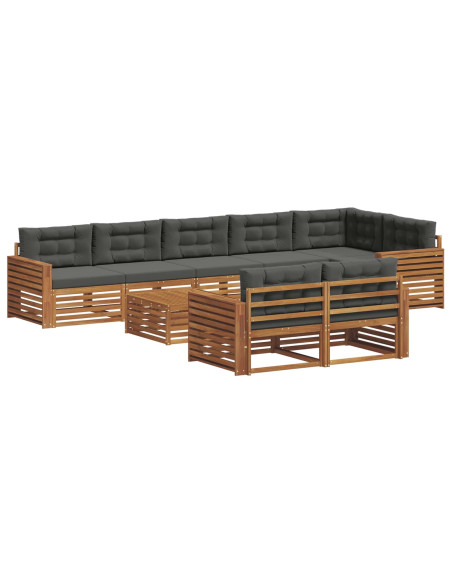Set di divani da esterno con cuscino 9 pcs Naturale e Antracite