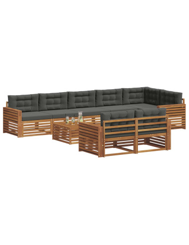 Set di divani da esterno con cuscino 9 pcs Naturale e Antracite