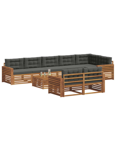 Set di divani da esterno con cuscino 9 pcs Naturale e Antracite