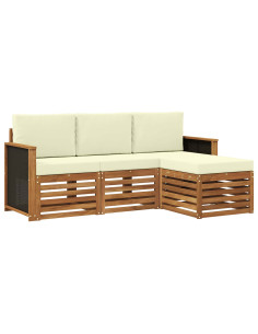 Set di divani da esterno con cuscino 4 pcs Naturale e Crema 2