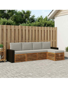 Set di divani da esterno 5 pcs Naturale e Grigio Chiaro