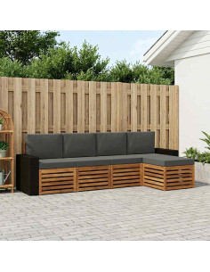 Set di divani da esterno con cuscino 5 pcs Naturale e Antracite